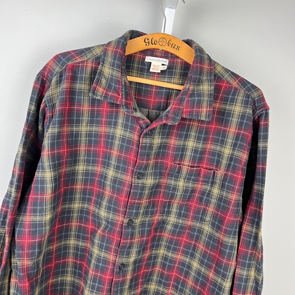 Carbon 2 Cobalt Upper Echelon‎ Shirt Mens XL Plaid Flannel Long Sleeve Button Up